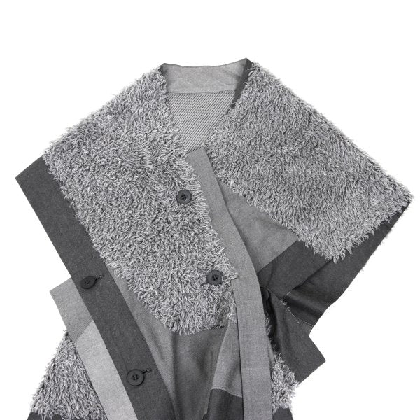 ISSEY MIYAKE Cotton Boa Panel Asymmetrical Vest Gray Size 3