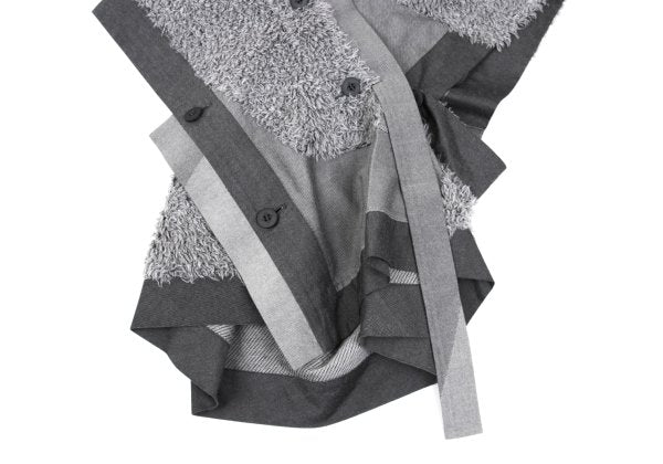 ISSEY MIYAKE Cotton Boa Panel Asymmetrical Vest Gray Size 3