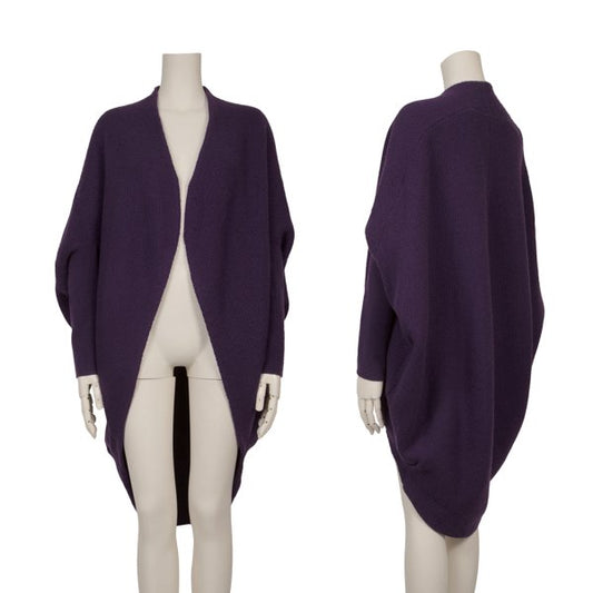 Sybilla Wool Cashmere Rib Sleeve Long Cardigan Purple Size M