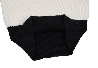CARVEN Wool Blend Pile Panel V-Neck Sweater Black Size M