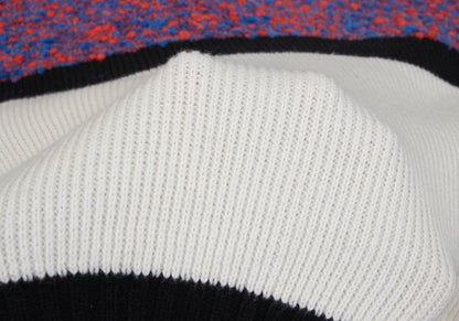 CARVEN Wool Blend Pile Panel V-Neck Sweater Black Size M