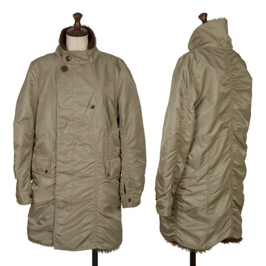 ZUCCA Nylon Twill Puckered Alpaca Fur Jacket Khaki Size S