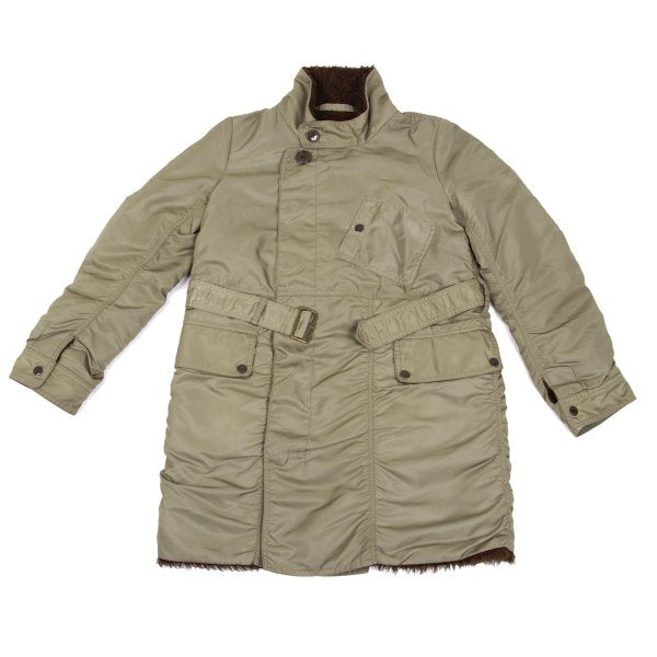 ZUCCA Nylon Twill Puckered Alpaca Fur Jacket Khaki Size S