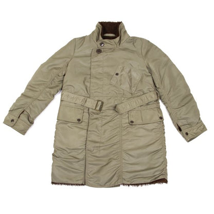 ZUCCA Nylon Twill Puckered Alpaca Fur Jacket Khaki Size S