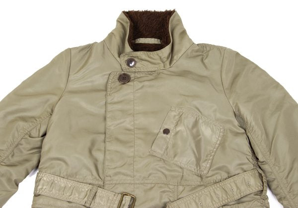 ZUCCA Nylon Twill Puckered Alpaca Fur Jacket Khaki Size S