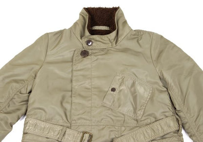 ZUCCA Nylon Twill Puckered Alpaca Fur Jacket Khaki Size S