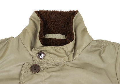 ZUCCA Nylon Twill Puckered Alpaca Fur Jacket Khaki Size S