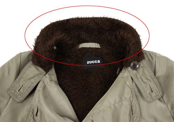 ZUCCA Nylon Twill Puckered Alpaca Fur Jacket Khaki Size S