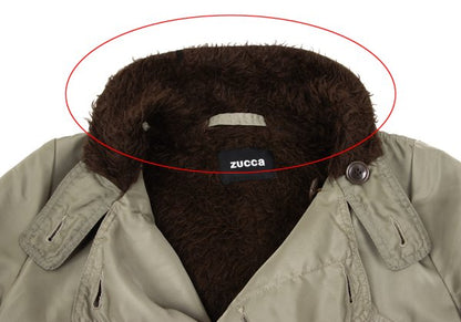 ZUCCA Nylon Twill Puckered Alpaca Fur Jacket Khaki Size S
