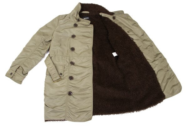 ZUCCA Nylon Twill Puckered Alpaca Fur Jacket Khaki Size S