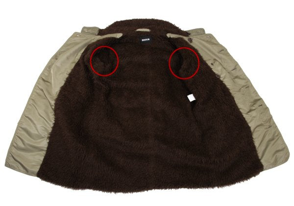 ZUCCA Nylon Twill Puckered Alpaca Fur Jacket Khaki Size S