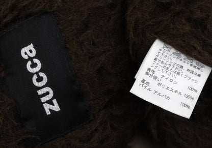 ZUCCA Nylon Twill Puckered Alpaca Fur Jacket Khaki Size S