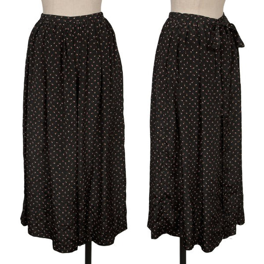 PINK HOUSE Floral Print Drawstring Midi Skirt Black Size M