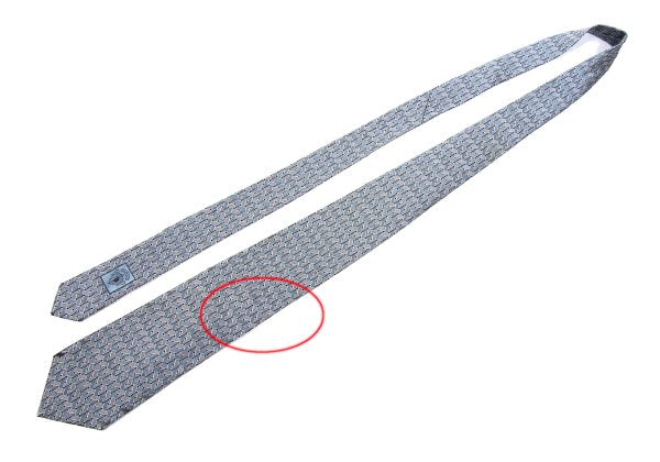 GUCCI Silk Geometric Pattern Tie Gray Light Blue
