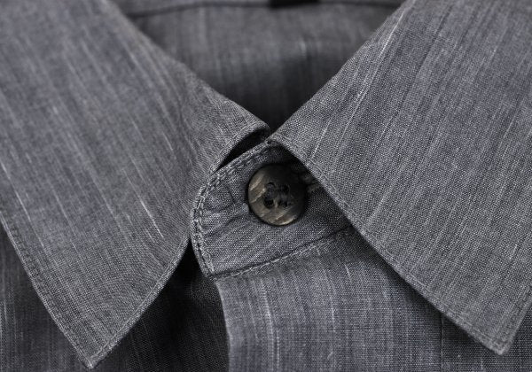ISSEY MIYAKE im Cotton Fly Front SS Shirt Gray Size M