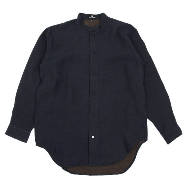 ISSEY MIYAKE im Wool Cotton Mao Collar Shirt Navy Size M