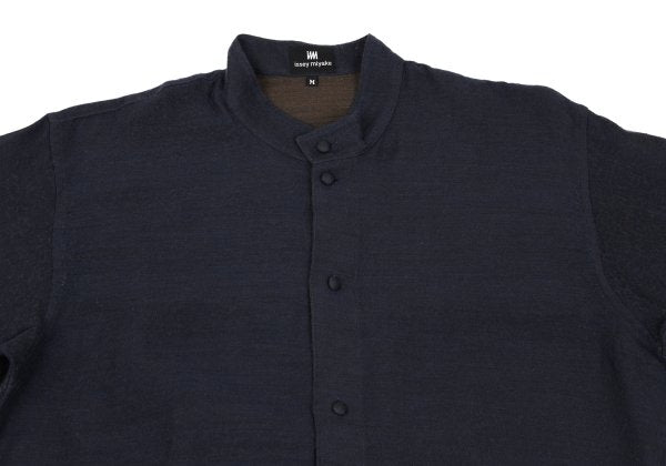 ISSEY MIYAKE im Wool Cotton Mao Collar Shirt Navy Size M