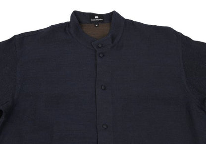 ISSEY MIYAKE im Wool Cotton Mao Collar Shirt Navy Size M