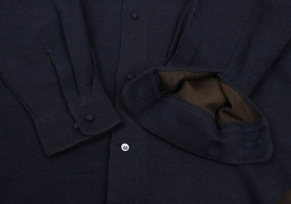 ISSEY MIYAKE im Wool Cotton Mao Collar Shirt Navy Size M
