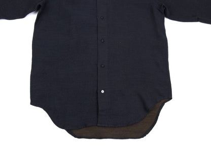 ISSEY MIYAKE im Wool Cotton Mao Collar Shirt Navy Size M