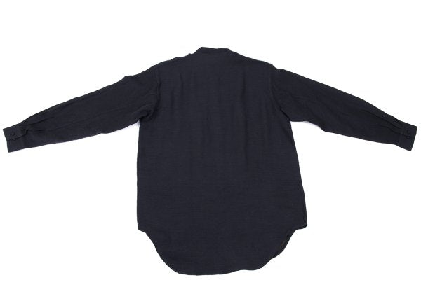ISSEY MIYAKE im Wool Cotton Mao Collar Shirt Navy Size M