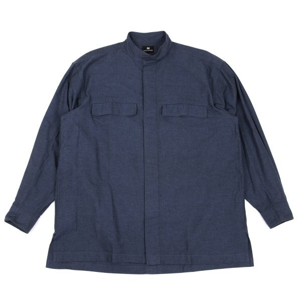 ISSEY MIYAKE im Blue Cotton Mao Collar Shirt Size M