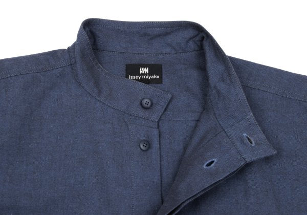 ISSEY MIYAKE im Blue Cotton Mao Collar Shirt Size M