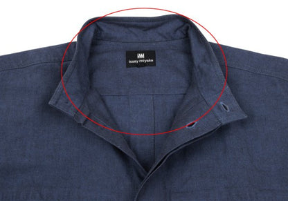 ISSEY MIYAKE im Blue Cotton Mao Collar Shirt Size M
