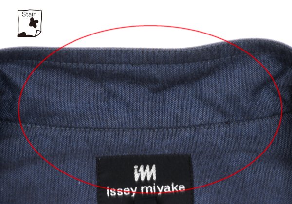 ISSEY MIYAKE im Blue Cotton Mao Collar Shirt Size M