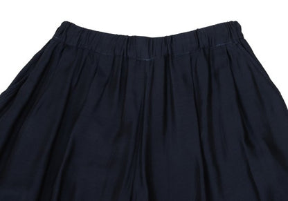 zucca Cupro Blend Two-Tuck Wide Cropped Pants Navy Size S