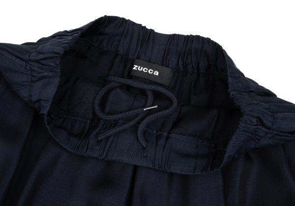 zucca Cupro Blend Two-Tuck Wide Cropped Pants Navy Size S