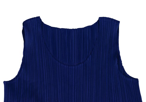 PLEATS PLEASE Zigzag Sleeveless Pleated Tunic Blue Blouse Size 3