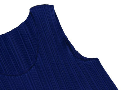 PLEATS PLEASE Zigzag Sleeveless Pleated Tunic Blue Blouse Size 3