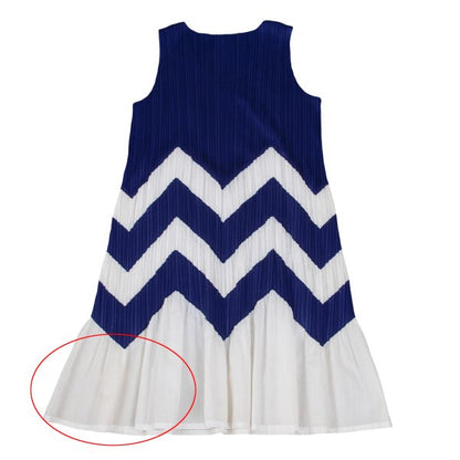 PLEATS PLEASE Zigzag Sleeveless Pleated Tunic Blue Blouse Size 3