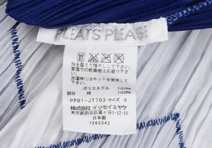 PLEATS PLEASE Zigzag Sleeveless Pleated Tunic Blue Blouse Size 3
