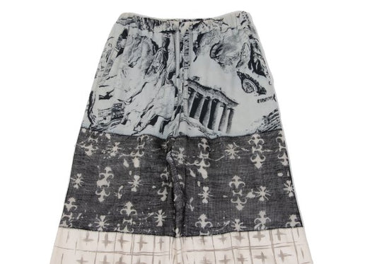 ISSEY MIYAKE PERMANENTE Print Mixed Pants Ivory/Black Size M