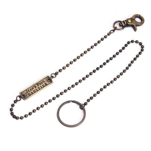 Jean's Paul GAULTIER Logo Plate Ball Wallet Chain Gold