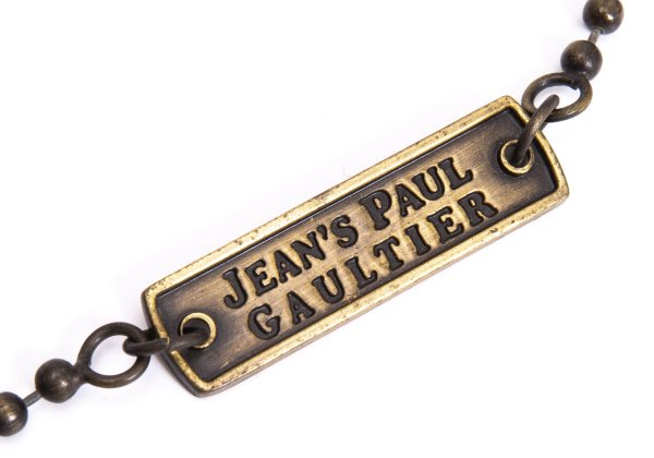 Jean's Paul GAULTIER Logo Plate Ball Wallet Chain Gold