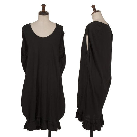 zucca Cotton Sleeveless Knit Hem Ruffle Dress Black Size M