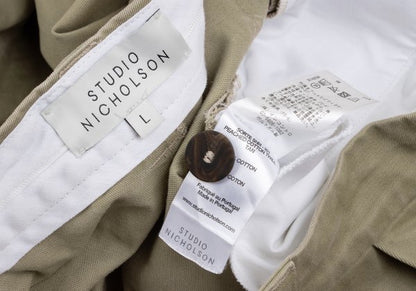 STUDIO NICHOLSON SORTE Beige Peach Cotton Twill Pants Size L