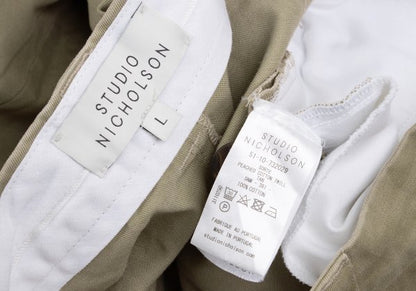 STUDIO NICHOLSON SORTE Beige Peach Cotton Twill Pants Size L