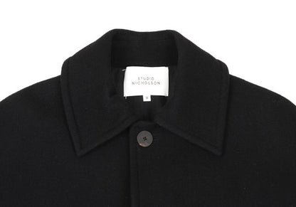 STUDIO NICHOLSON Melton Wool Fly Front Coat Black Size M