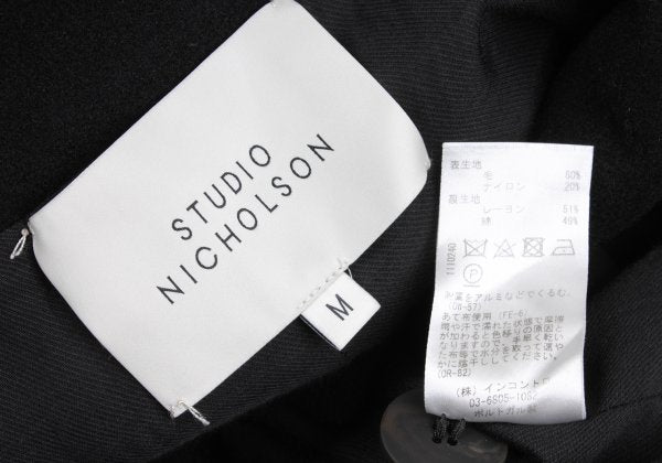 STUDIO NICHOLSON Melton Wool Fly Front Coat Black Size M