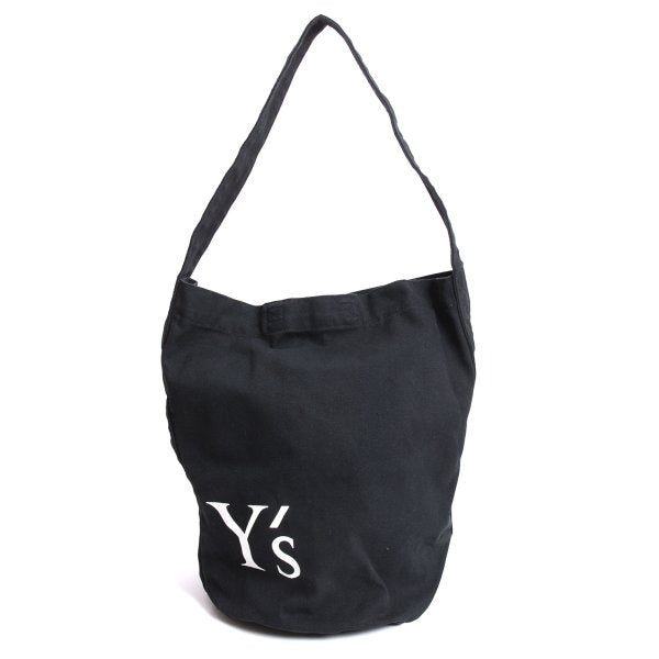 Y's Logo Print Canvas Shoulder Bag Black