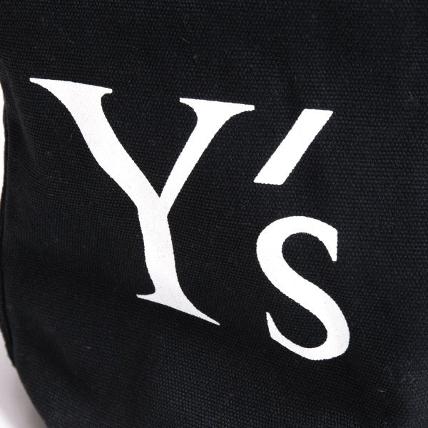 Y's Logo Print Canvas Shoulder Bag Black