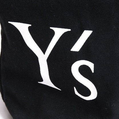 Y's Logo Print Canvas Shoulder Bag Black