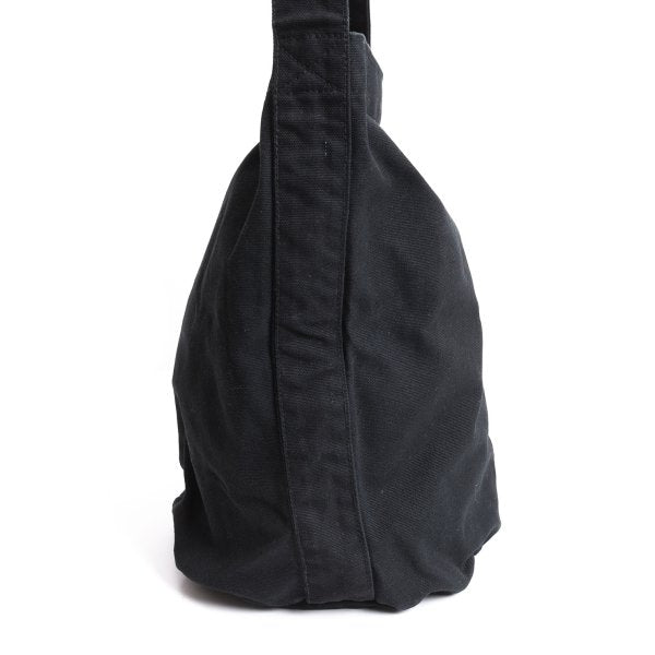 Y's Logo Print Canvas Shoulder Bag Black