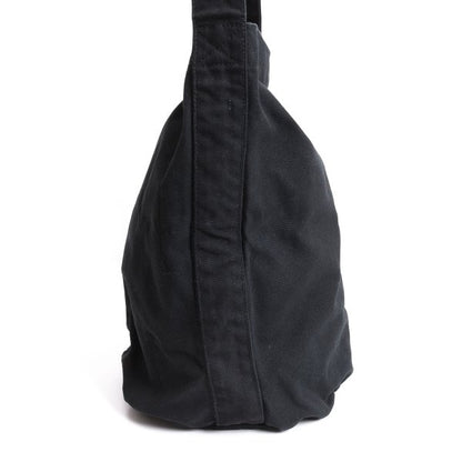 Y's Logo Print Canvas Shoulder Bag Black