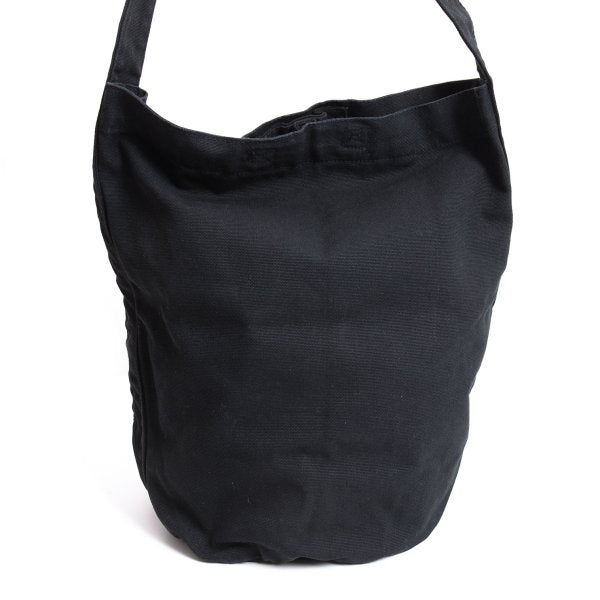 Y's Logo Print Canvas Shoulder Bag Black