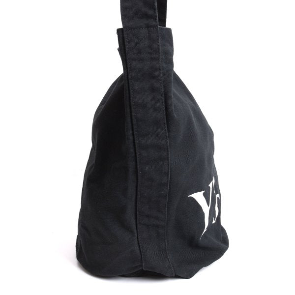 Y's Logo Print Canvas Shoulder Bag Black
